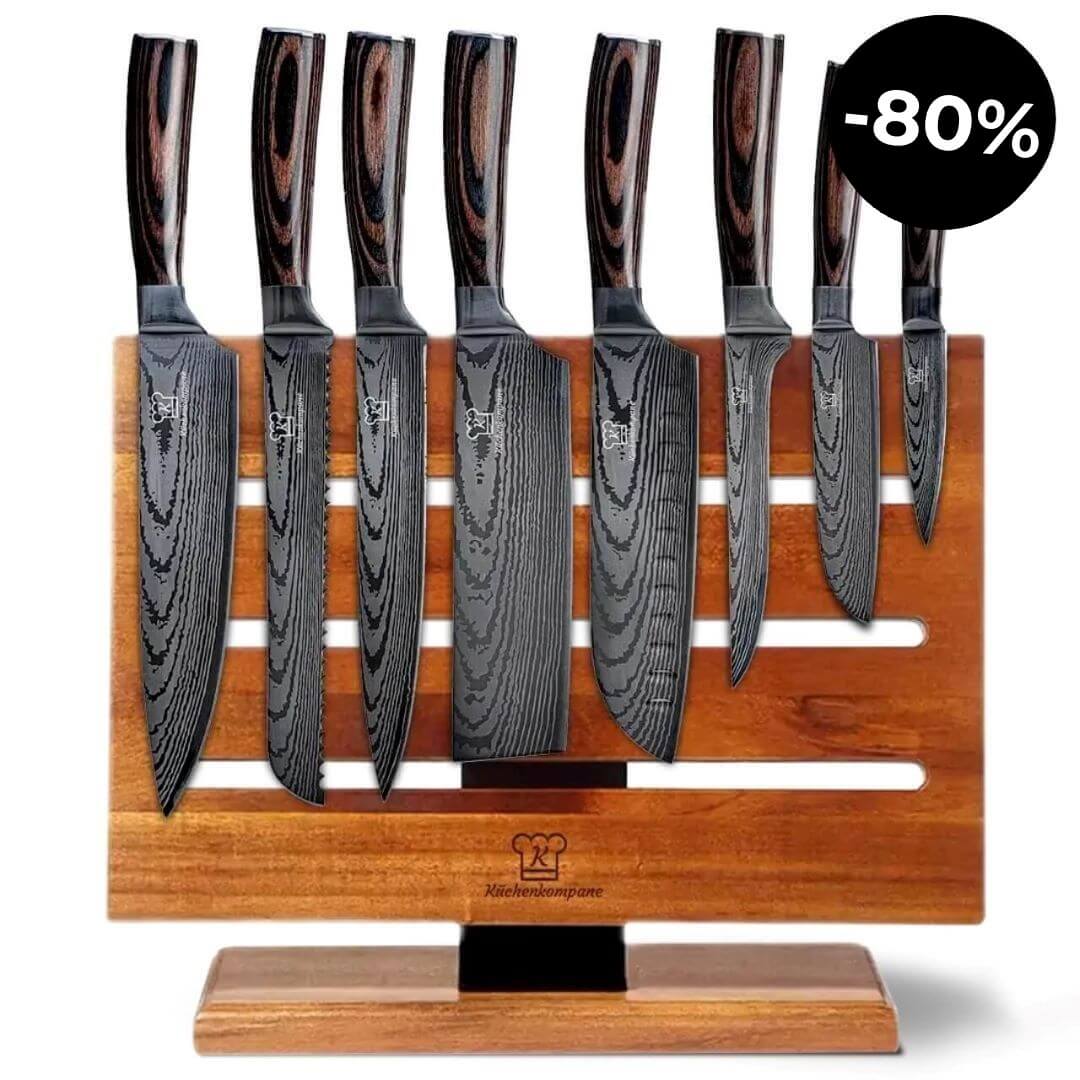 Asiatisk Premium Knivsett med Magnetisk Jishaku Knivblokk