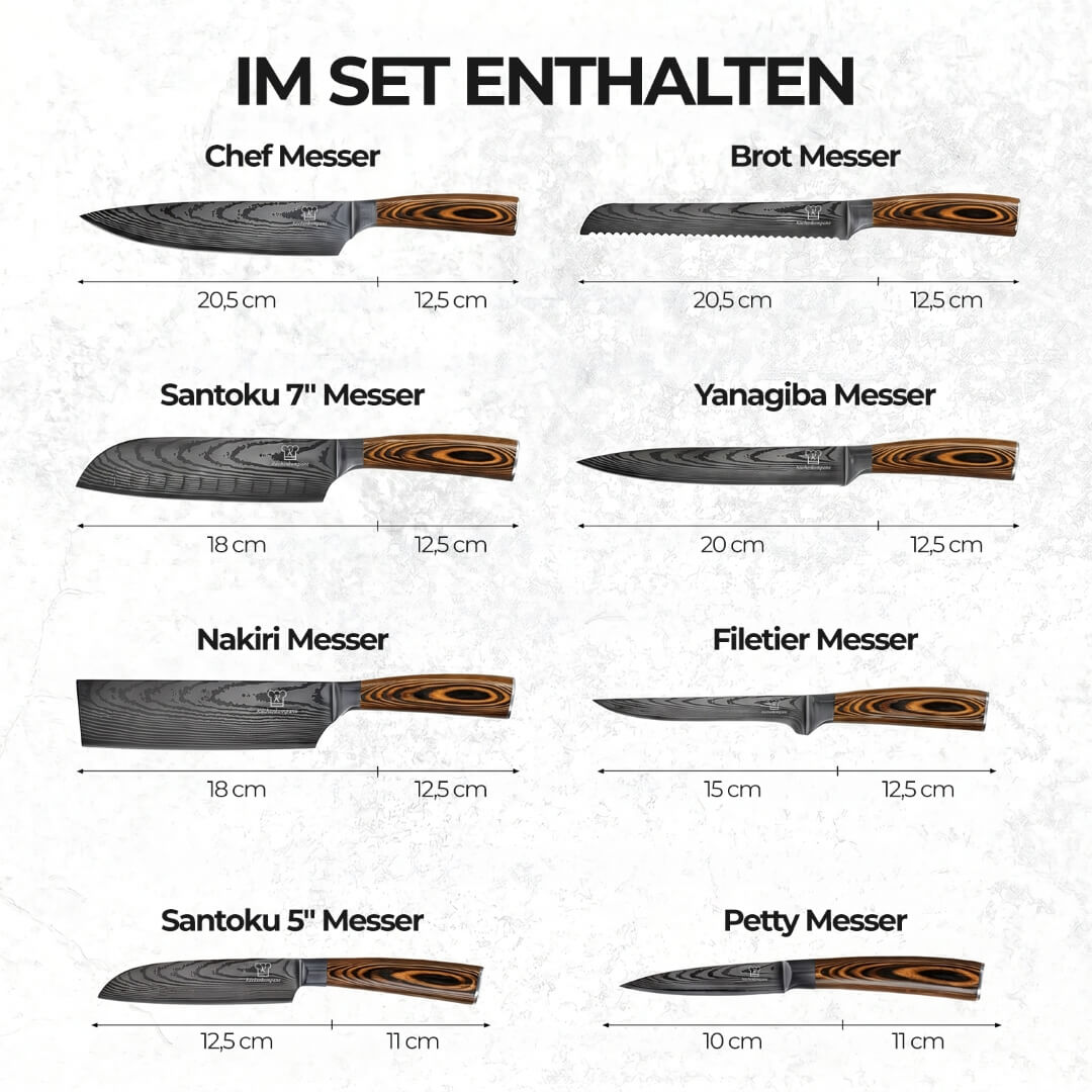 Akarui Knivsett Premium 8 deler