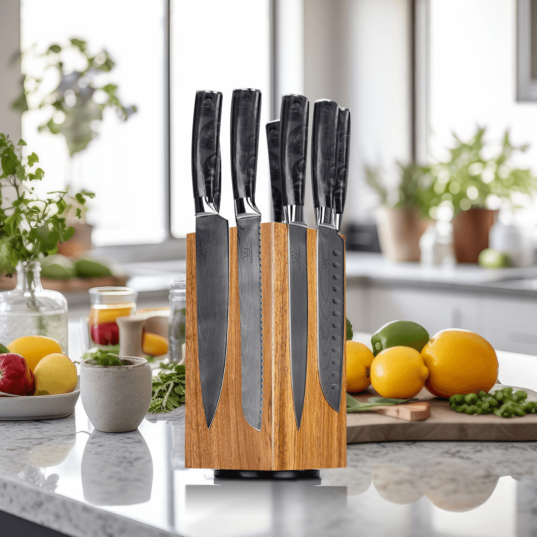 Kuro Premium Knivsett med Magnetisk Tsuisuto Knivblokk