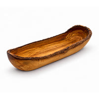 Brød- & baguetteskål i oliventre – rustikk kant (30 cm)