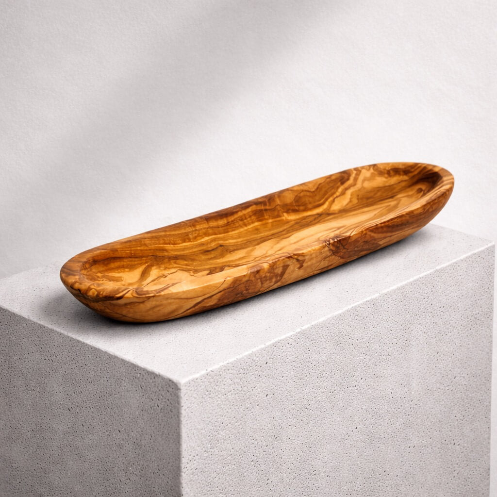 Baguetteskål i oliventre – glatt kant (30 cm)