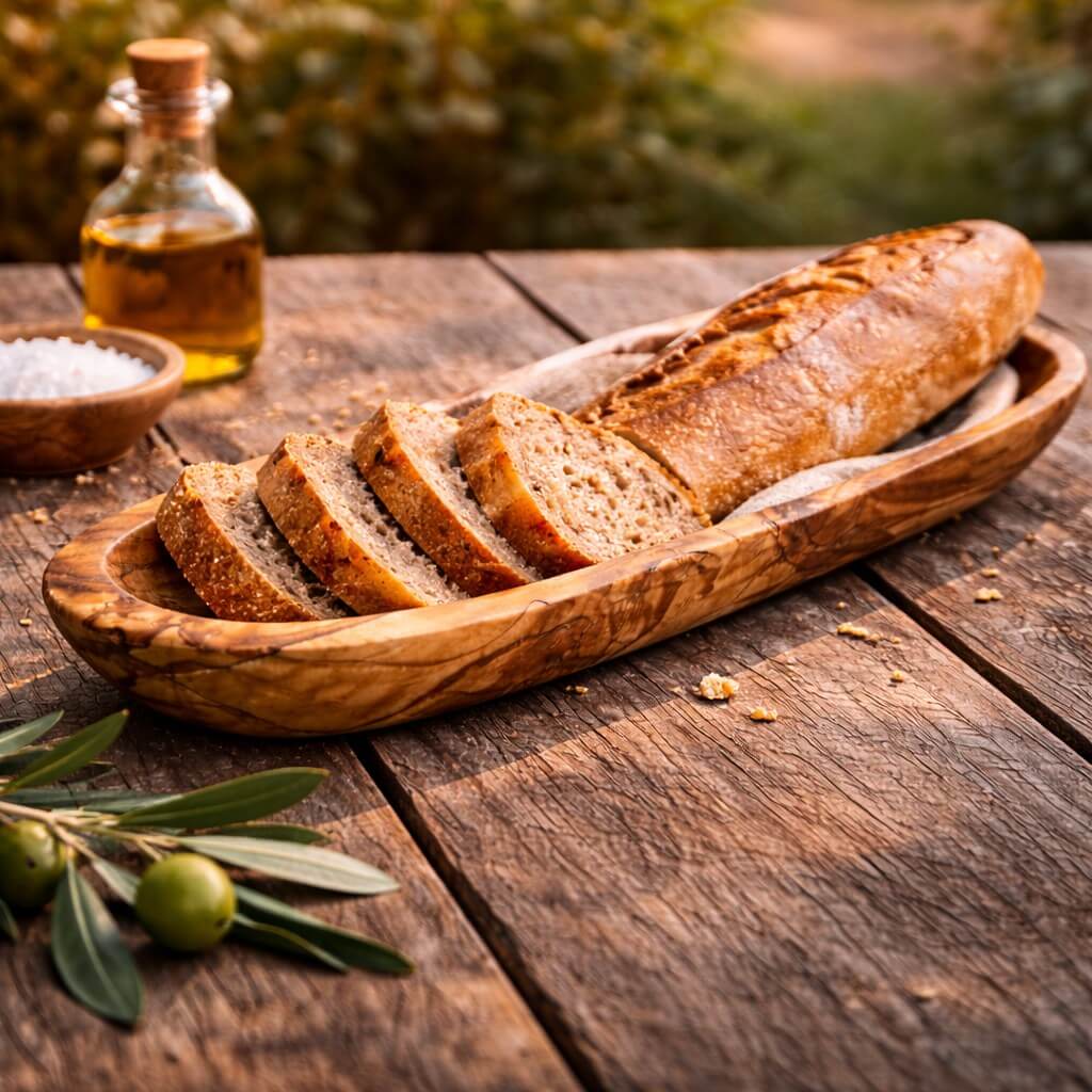 Baguetteskål i oliventre – glatt kant (30 cm)