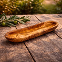Baguetteskål i oliventre – glatt kant (30 cm)