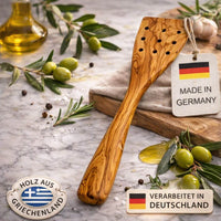 Stekespade i oliventre med hull (30 cm)