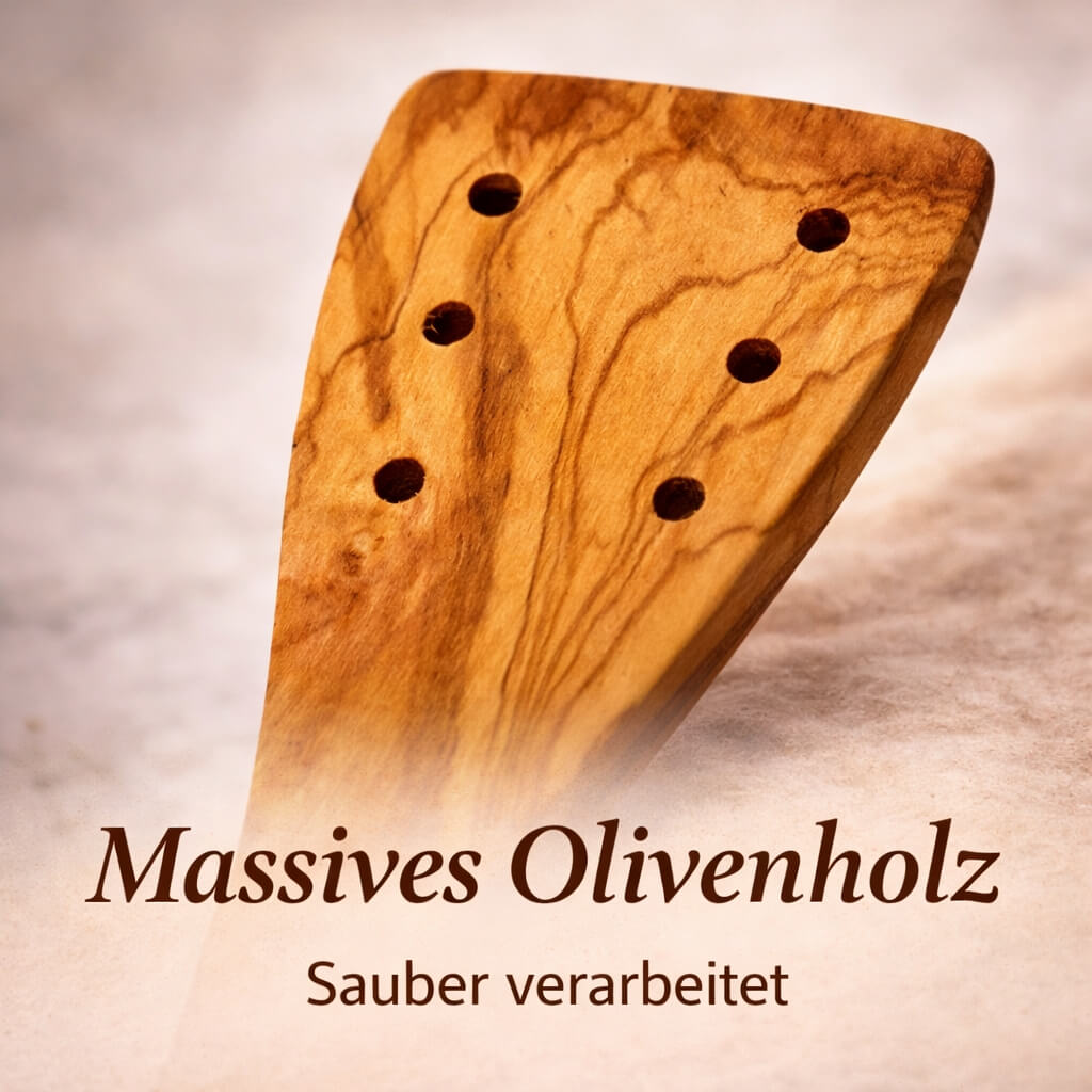 Stekespade i oliventre med hull (30 cm)