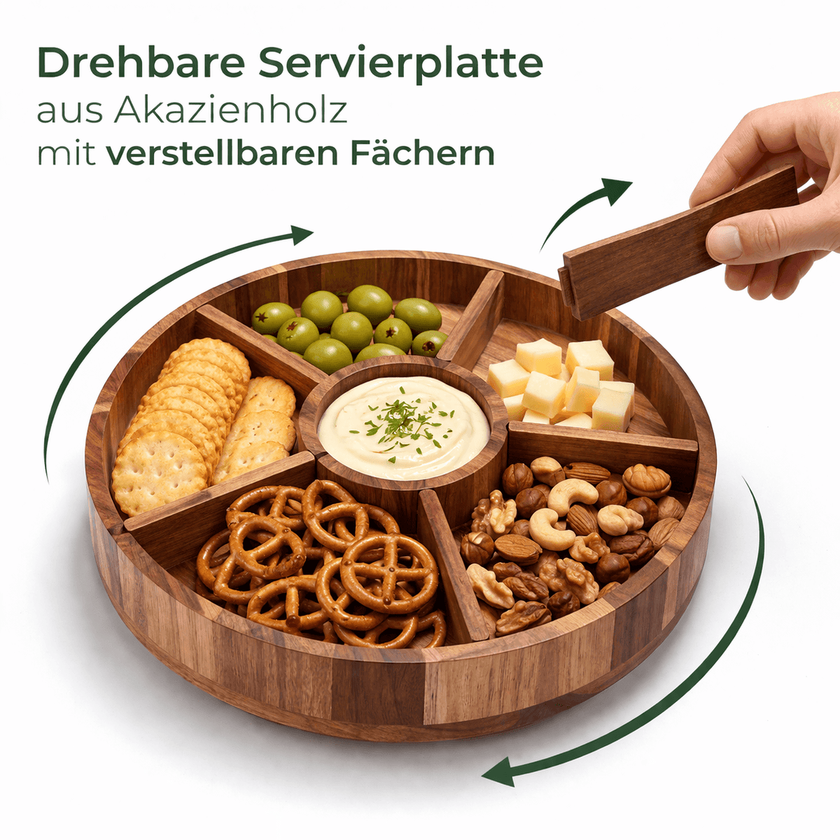 Dreibar serveringsplate i tre