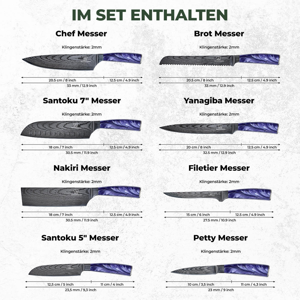 Pinku knivsett Premium 8 deler
