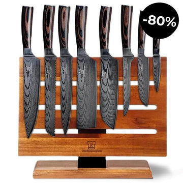 Asiatisk Premium Knivsett med Magnetisk Jishaku Knivblokk