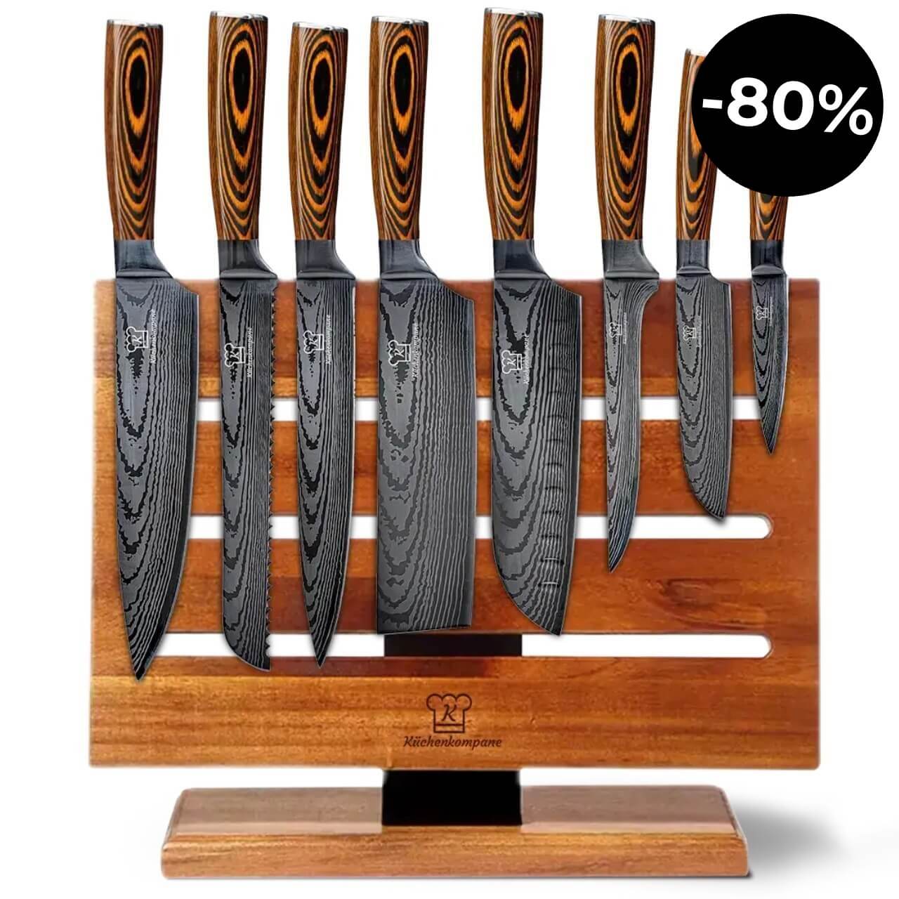 Akarui Premium Knivsett med Magnetisk Jishaku Knivblokk