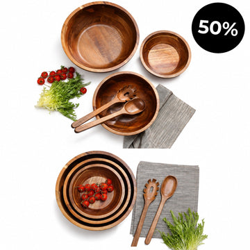 Salatbollesett i akasietre – 3 boller inkl. salatbestikk