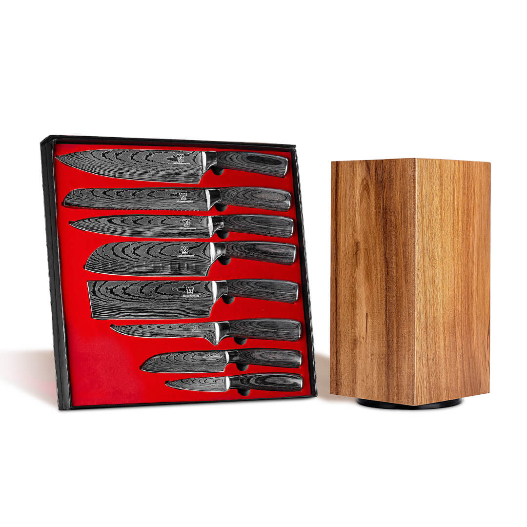 Kurai Premium Knivsett med Magnetisk Tsuisuto Knivblokk