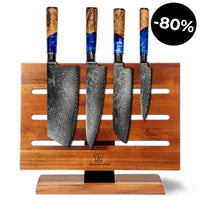 Damask Knivsett med Magnetisk Jishaku Knivblokk