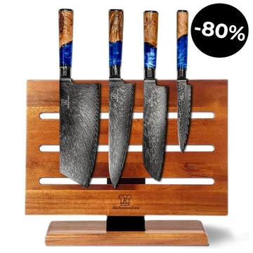 Damask Knivsett med Magnetisk Jishaku Knivblokk