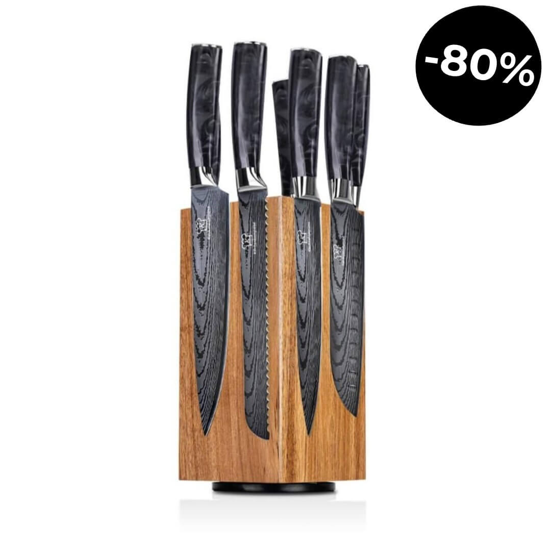 Kuro Premium Knivsett med Magnetisk Tsuisuto Knivblokk