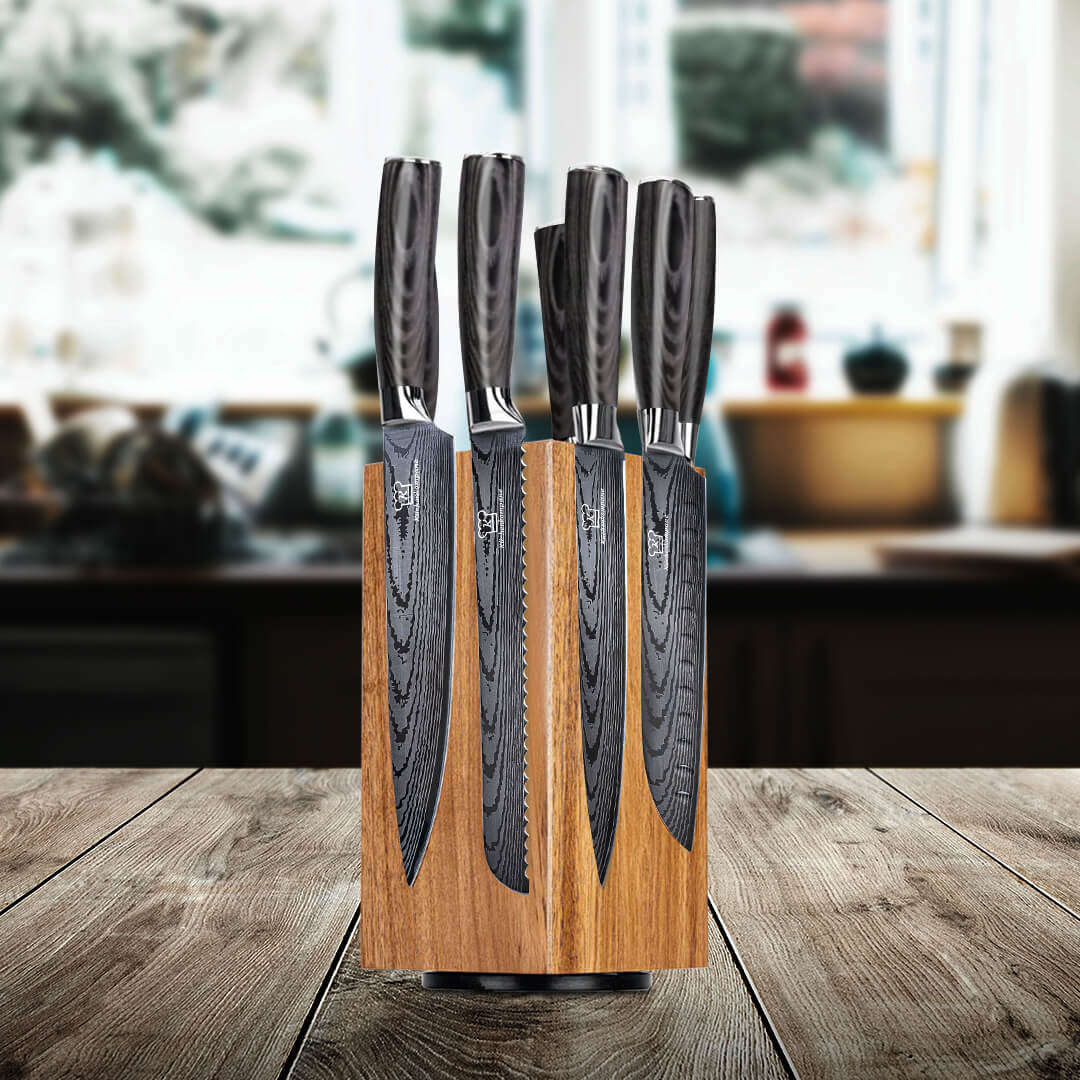 Kurai Premium Knivsett med Magnetisk Tsuisuto Knivblokk