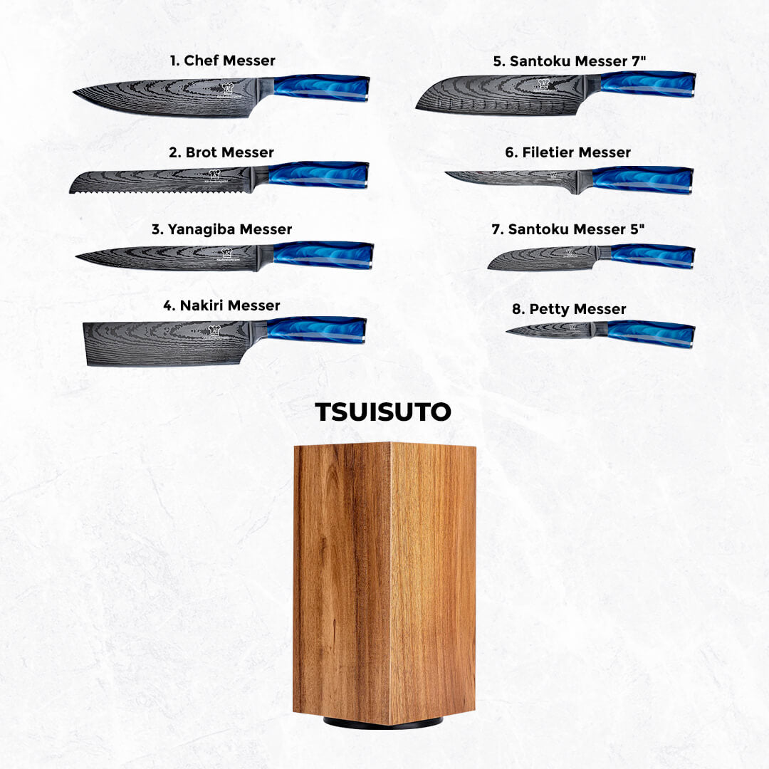 Shiburu Premium Knivsett med Magnetisk Tsuisuto Knivblokk